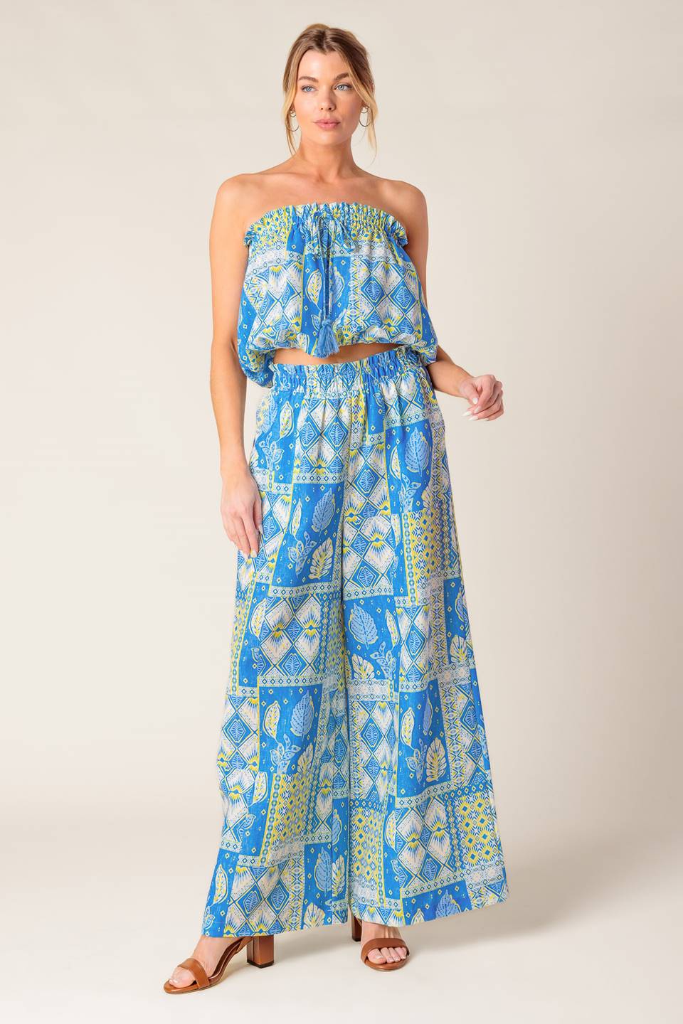 LET'S GET OUT OF TOWN WOVEN TOP AND PANT SET Flying Tomato